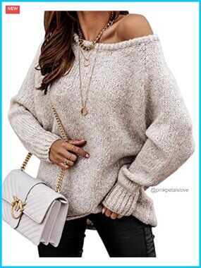 Oversized Long Sleeve Sweater Off The Shoulder Ribbed Knit Pullover